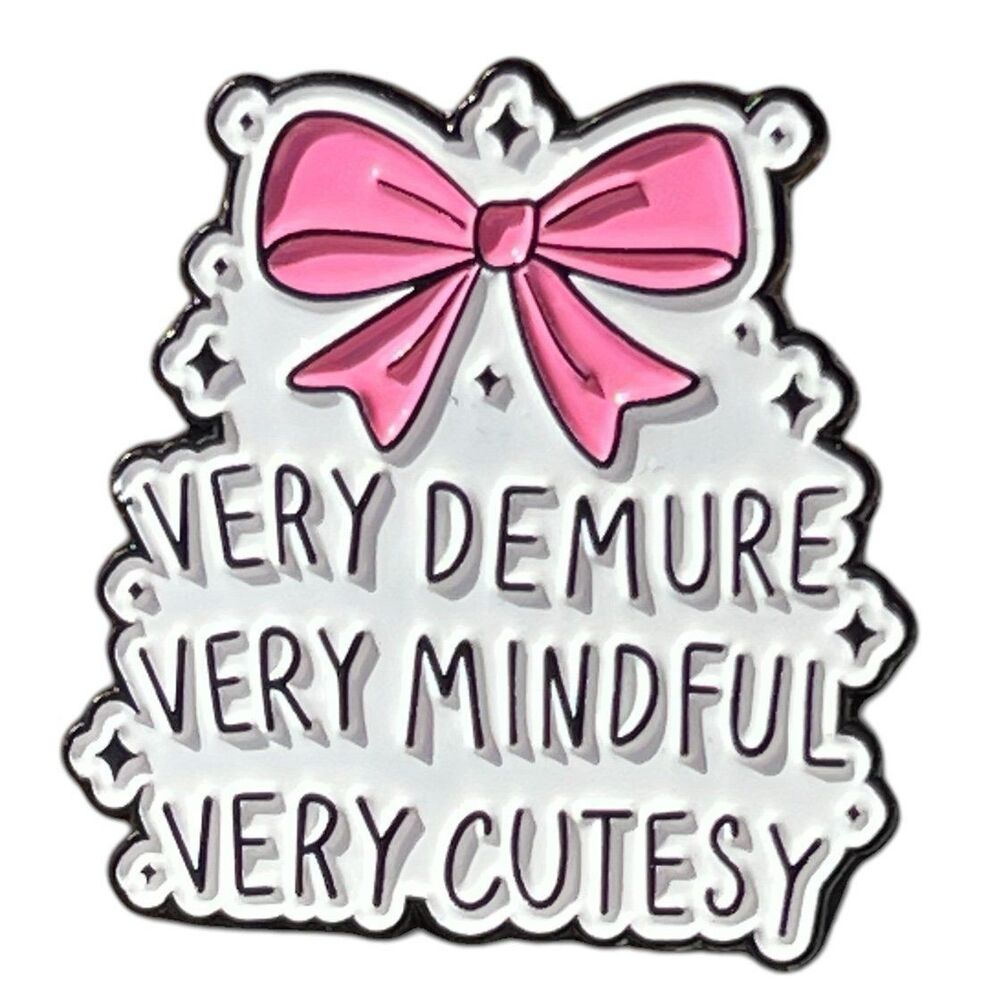 Pink Bow Coquette Very Demure Mindful Cutesy Sparkle Enamel Pin